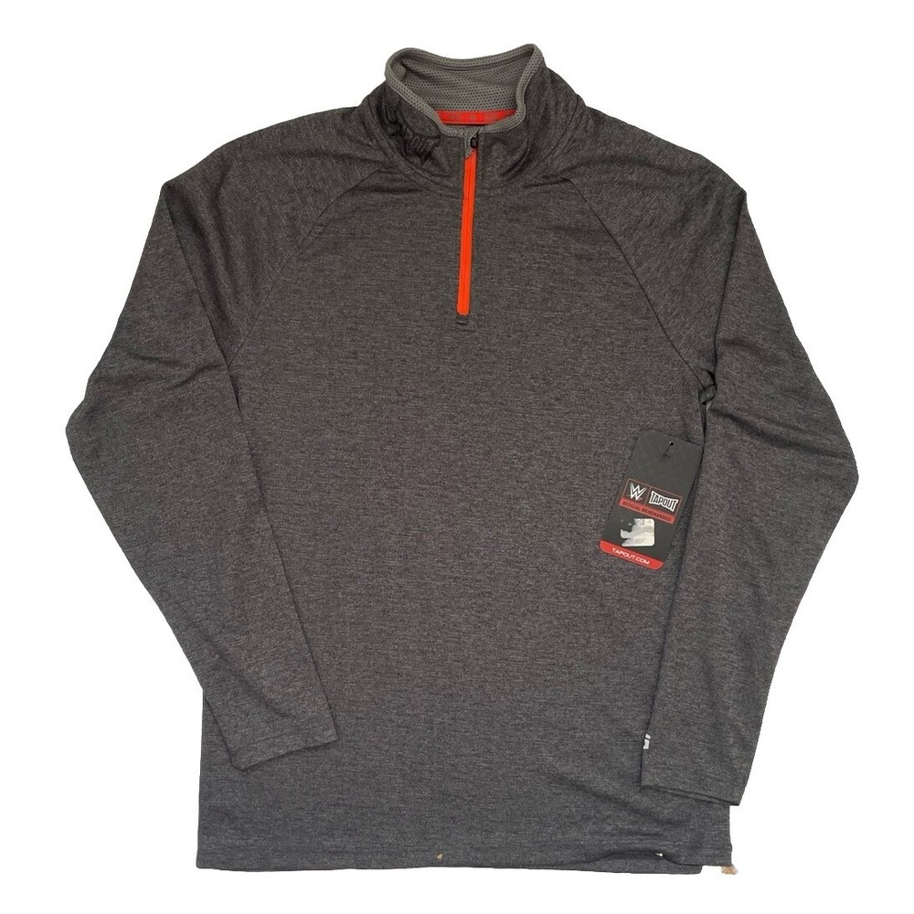Tapout Men's Medium Gray Mock Neck Quarter Zip Long Sleeve Shirt WWE MMA Athlete